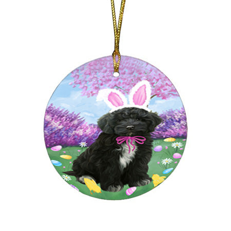 Easter Holiday Cockapoo Dog Round Flat Christmas Ornament RFPOR57292