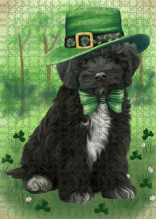 St. Patricks Day Irish Portrait Cockapoo Dog Portrait Jigsaw Puzzle for Adults Animal Interlocking Puzzle Game Unique Gift for Dog Lover's with Metal Tin Box PZL038