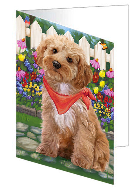 Spring Floral Cockapoo Dog Handmade Artwork Assorted Pets Greeting Cards and Note Cards with Envelopes for All Occasions and Holiday Seasons GCD60767