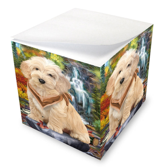 Scenic Waterfall Cockapoo Dog Note Cube NOC51864