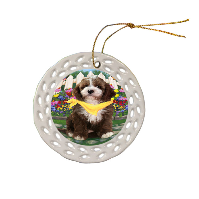 Spring Floral Cockapoo Dog Ceramic Doily Ornament DPOR52247