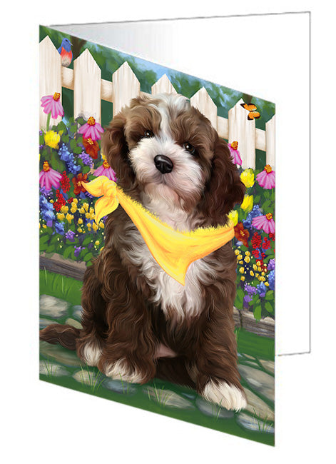 Spring Floral Cockapoo Dog Handmade Artwork Assorted Pets Greeting Cards and Note Cards with Envelopes for All Occasions and Holiday Seasons GCD60770