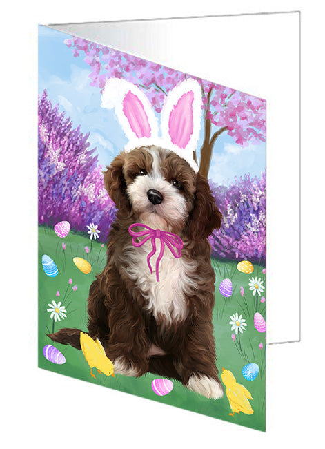 Easter Holiday Cockapoo Dog Handmade Artwork Assorted Pets Greeting Cards and Note Cards with Envelopes for All Occasions and Holiday Seasons GCD76190