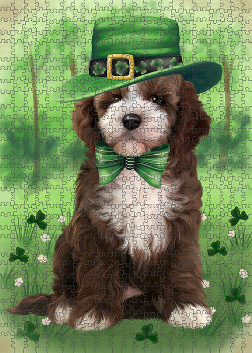 St. Patricks Day Irish Portrait Cockapoo Dog Portrait Jigsaw Puzzle for Adults Animal Interlocking Puzzle Game Unique Gift for Dog Lover's with Metal Tin Box PZL039