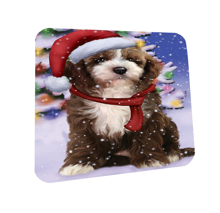 Winterland Wonderland Cockapoo Dog In Christmas Holiday Scenic Background Coasters Set of 4 CST53705