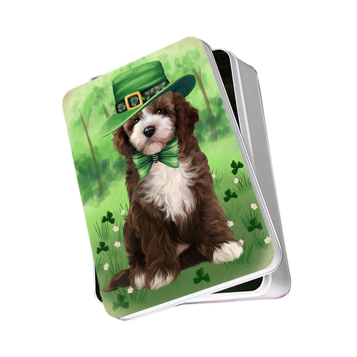 St. Patricks Day Irish Portrait Cockapoo Dog Photo Storage Tin PITN56939