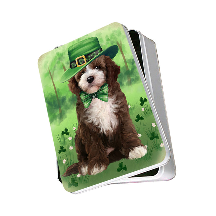 St. Patricks Day Irish Portrait Cockapoo Dog Photo Storage Tin PITN56939