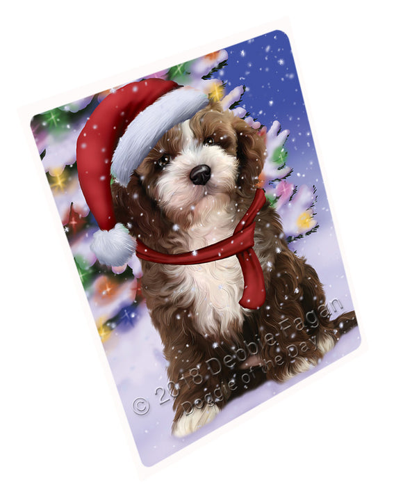 Winterland Wonderland Cockapoo Dog In Christmas Holiday Scenic Background Cutting Board C65685