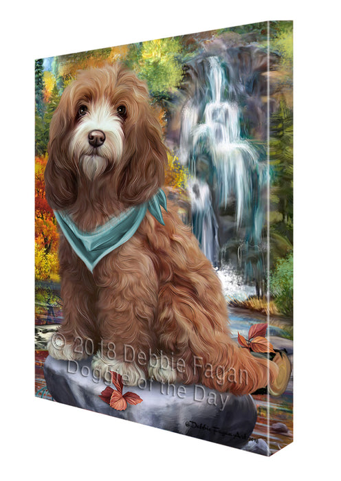 Scenic Waterfall Cockapoo Dog Canvas Print Wall Art Décor CVS84050