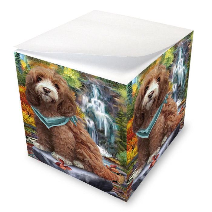 Scenic Waterfall Cockapoo Dog Note Cube NOC51865
