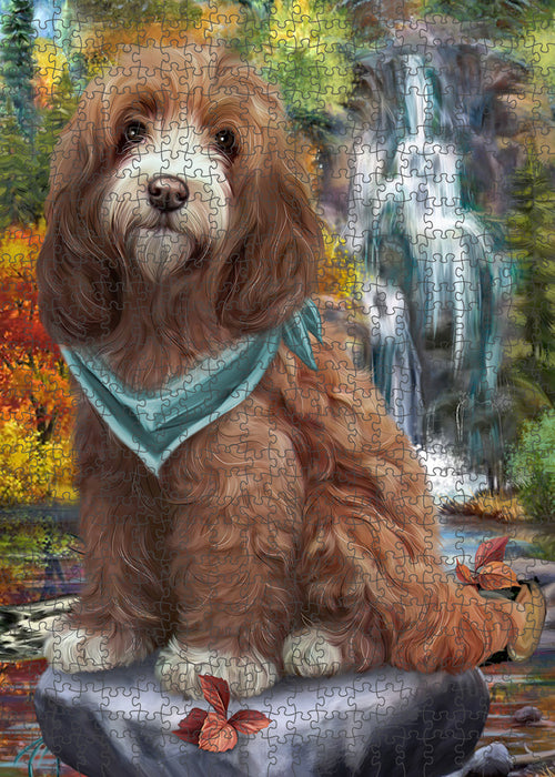 Scenic Waterfall Cockapoo Dog Puzzle with Photo Tin PUZL59682