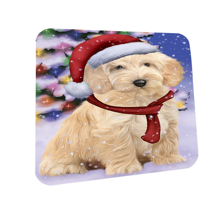 Winterland Wonderland Cockapoo Dog In Christmas Holiday Scenic Background Coasters Set of 4 CST53706