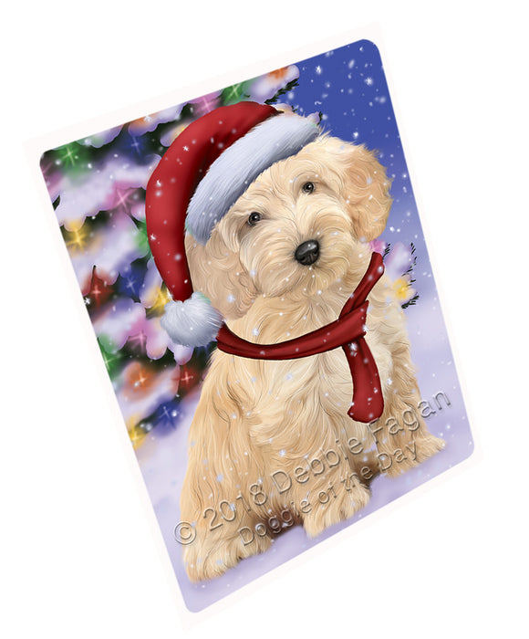 Winterland Wonderland Cockapoo Dog In Christmas Holiday Scenic Background Cutting Board C65688