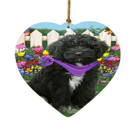Spring Floral Cockapoo Dog Heart Christmas Ornament HPOR52248