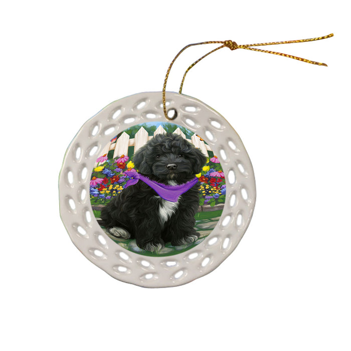 Spring Floral Cockapoo Dog Ceramic Doily Ornament DPOR52248