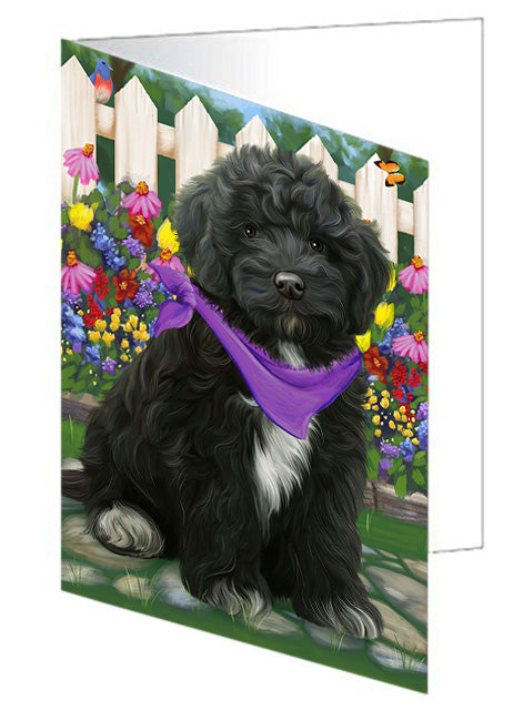 Spring Floral Cockapoo Dog Handmade Artwork Assorted Pets Greeting Cards and Note Cards with Envelopes for All Occasions and Holiday Seasons GCD60773