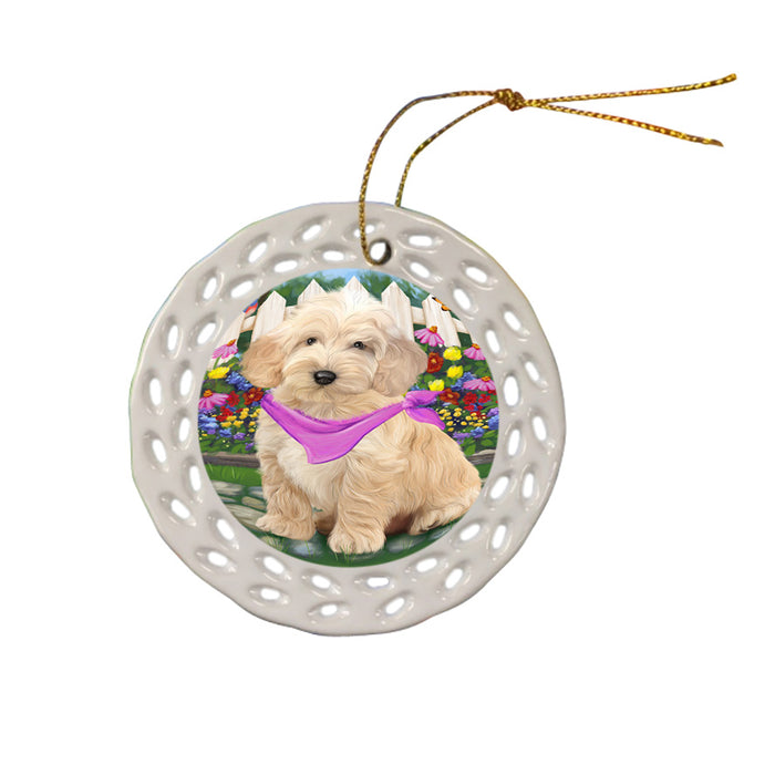Spring Floral Cockapoo Dog Ceramic Doily Ornament DPOR52249