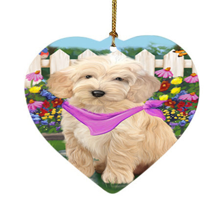 Spring Floral Cockapoo Dog Heart Christmas Ornament HPOR52249