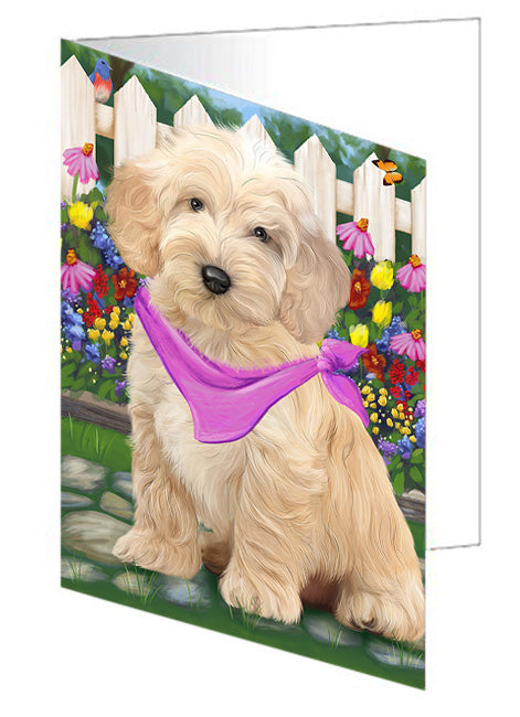Spring Floral Cockapoo Dog Handmade Artwork Assorted Pets Greeting Cards and Note Cards with Envelopes for All Occasions and Holiday Seasons GCD60776