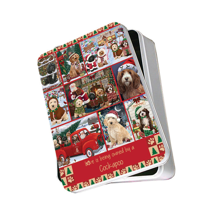 Love is Being Owned Christmas Cockapoo Dogs Photo Storage Tin PITN57161