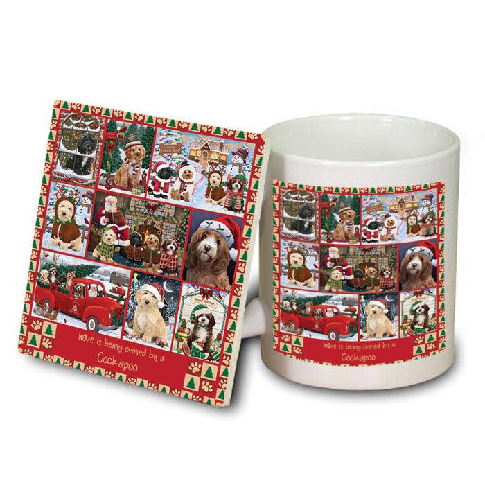 Love is Being Owned Christmas Cockapoo Dogs Mug and Coaster Set MUC57210