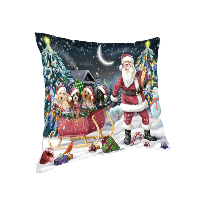 Santa Sled Dogs Christmas Happy Holidays Cockapoos Dog Pillow PIL63232