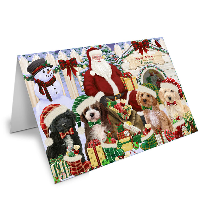 Christmas Dog House Cockapoos Dog Handmade Artwork Assorted Pets Greeting Cards and Note Cards with Envelopes for All Occasions and Holiday Seasons GCD61829