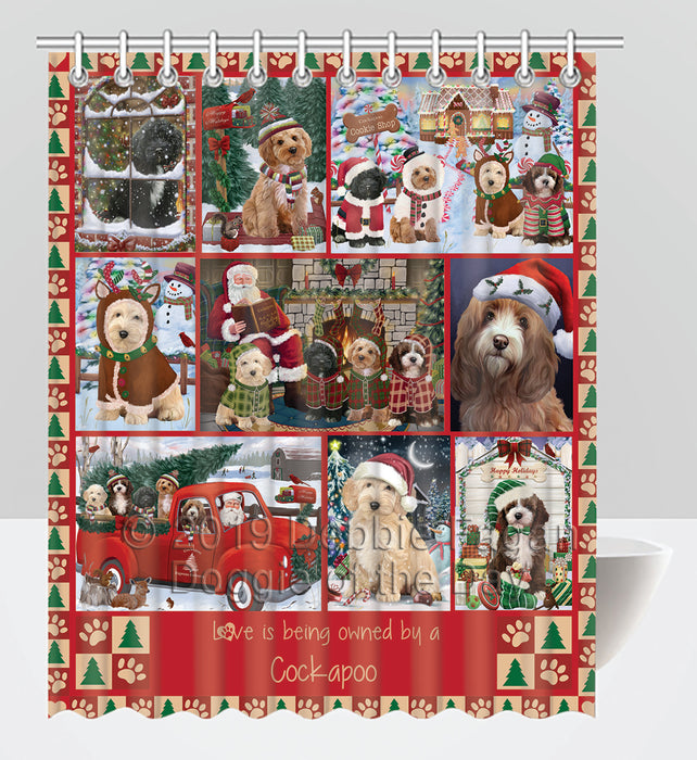 Love is Being Owned Christmas Cockapoo Dogs Shower Curtain