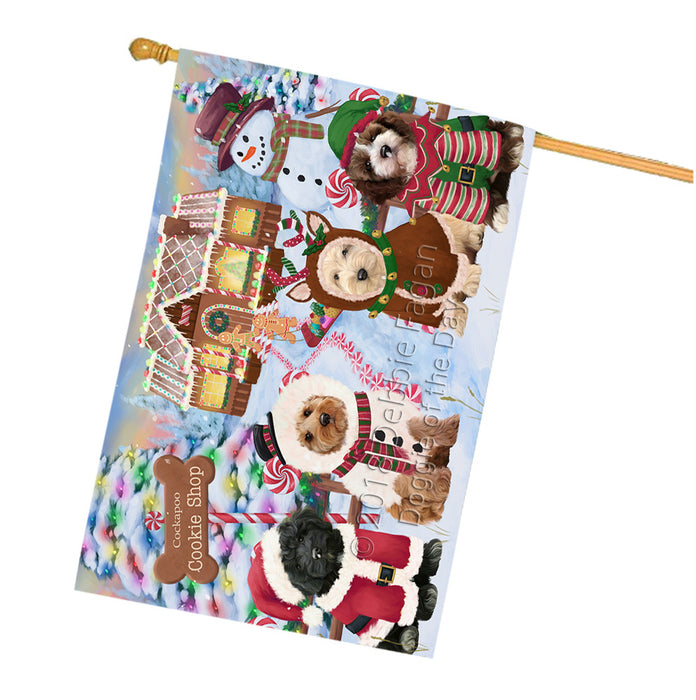 Holiday Gingerbread Cookie Shop Cockapoos Dog House Flag FLG57078