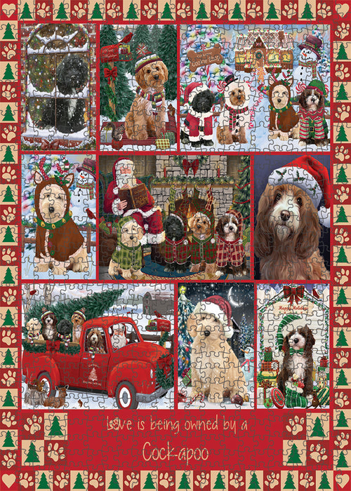 Love is Being Owned Christmas Cockapoo Dogs Puzzle with Photo Tin PUZL99348