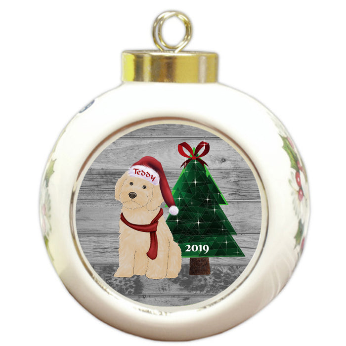 Custom Personalized Cockapoo Dog Glassy Classy Christmas Round Ball Ornament
