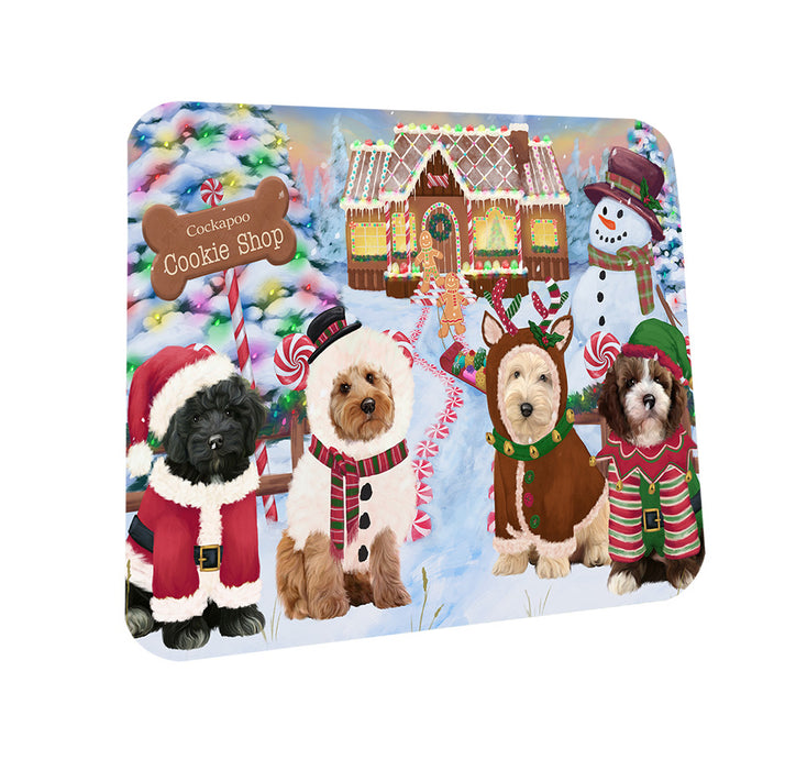 Holiday Gingerbread Cookie Shop Cockapoos Dog Coasters Set of 4 CST56352