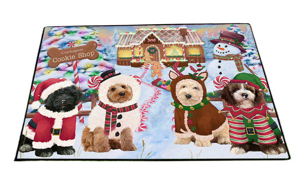 Holiday Gingerbread Cookie Shop Cockapoos Dog Floormat FLMS53229