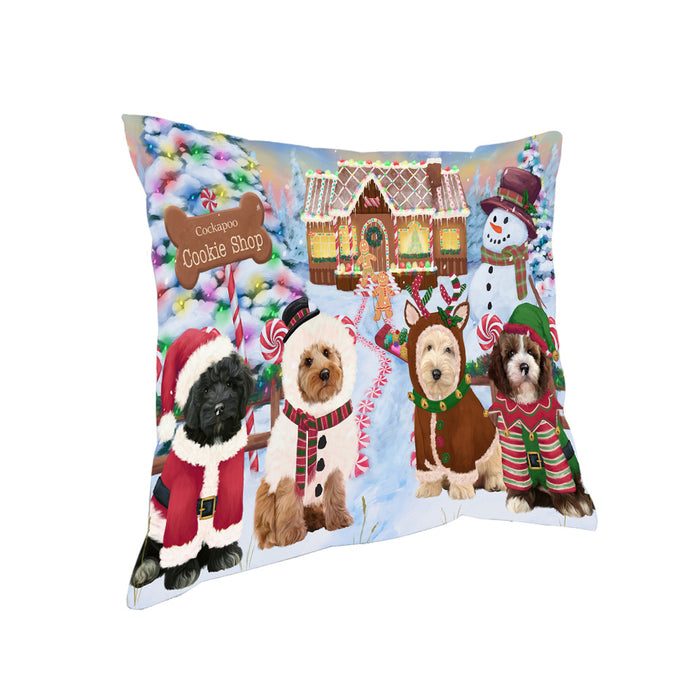 Holiday Gingerbread Cookie Shop Cockapoos Dog Pillow PIL79868