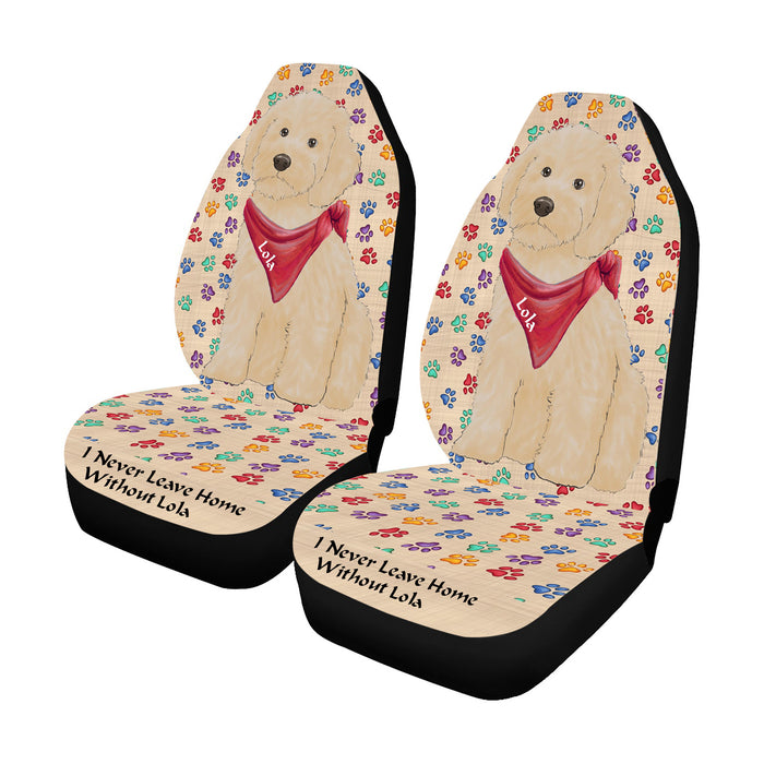 Personalized I Never Leave Home Paw Print Cockapoo Dogs Pet Front Car Seat Cover (Set of 2)