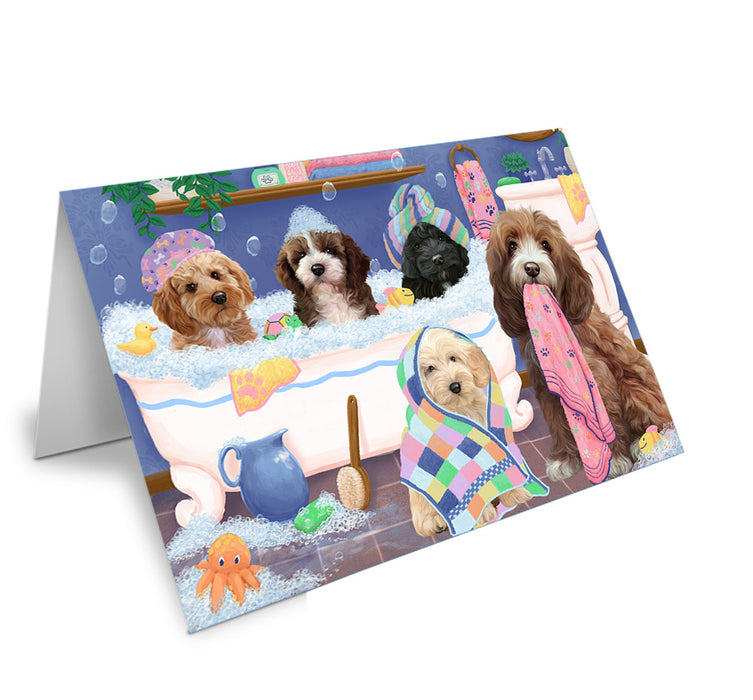 Rub A Dub Dogs In A Tub Cockapoos Dog Handmade Artwork Assorted Pets Greeting Cards and Note Cards with Envelopes for All Occasions and Holiday Seasons GCD74861