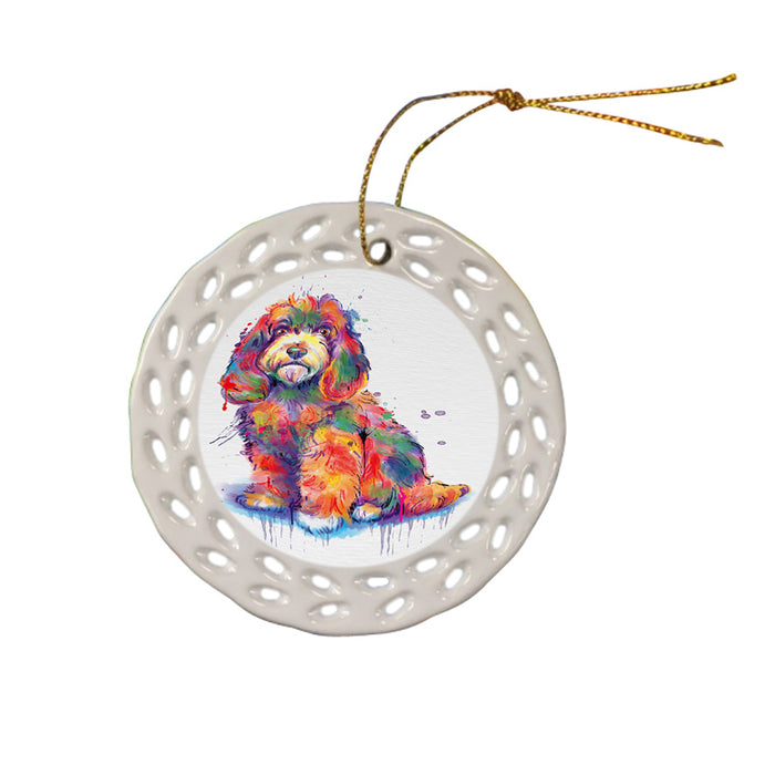 Watercolor Cockapoo Dog Ceramic Doily Ornament DPOR57377