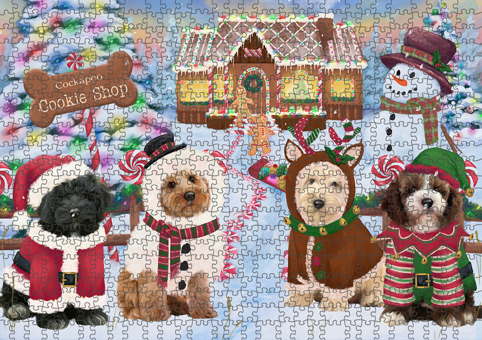 Holiday Gingerbread Cookie Shop Cockapoos Dog Puzzle with Photo Tin PUZL93776