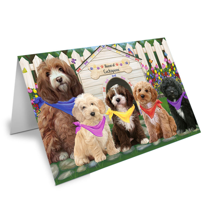 Spring Dog House Cockapoos Dog Handmade Artwork Assorted Pets Greeting Cards and Note Cards with Envelopes for All Occasions and Holiday Seasons GCD60641