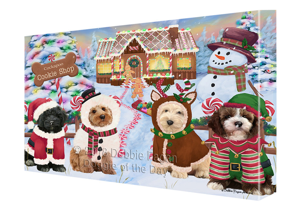 Holiday Gingerbread Cookie Shop Cockapoos Dog Canvas Print Wall Art Décor CVS129770
