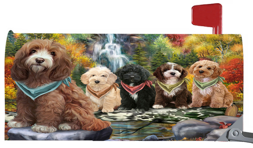 Scenic Waterfall Cockapoo Dogs Magnetic Mailbox Cover MBC48722
