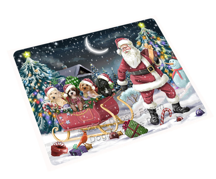 Santa Sled Dogs Christmas Happy Holidays Cockapoos Dog Cutting Board C59400