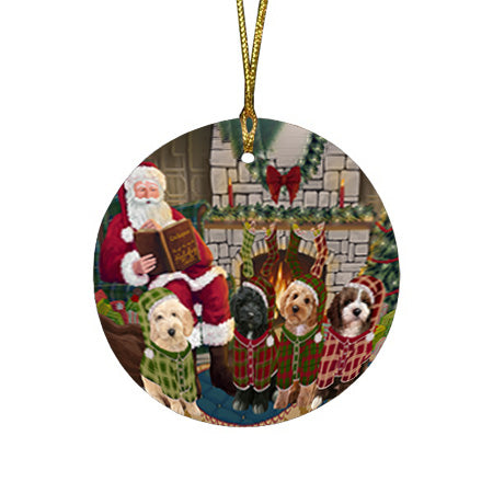 Christmas Cozy Holiday Tails Cockapoos Dog Round Flat Christmas Ornament RFPOR55474