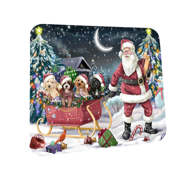 Santa Sled Dogs Christmas Happy Holidays Cockapoos Dog Coasters Set of 4 CST51676