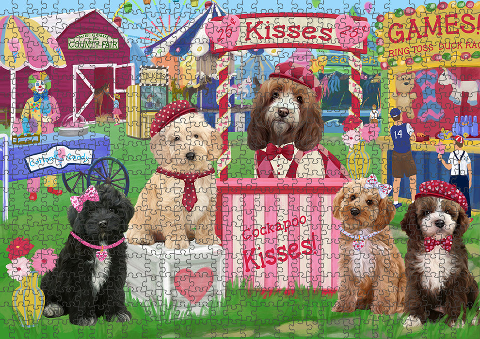 Carnival Kissing Booth Cockapoos Dog Puzzle with Photo Tin PUZL91520