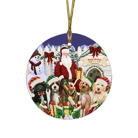 Christmas Dog House Cockapoos Dog Round Flat Christmas Ornament RFPOR52591