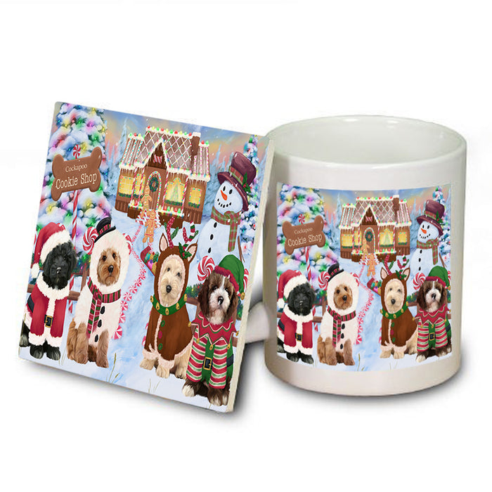 Holiday Gingerbread Cookie Shop Cockapoos Dog Mug and Coaster Set MUC56386