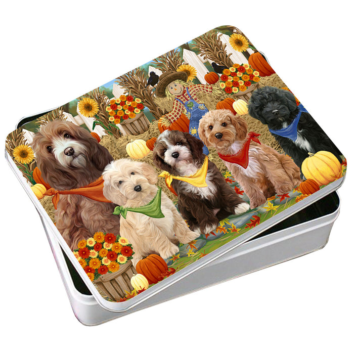 Harvest Time Festival Day Cockapoos Dog Photo Storage Tin PITN52368