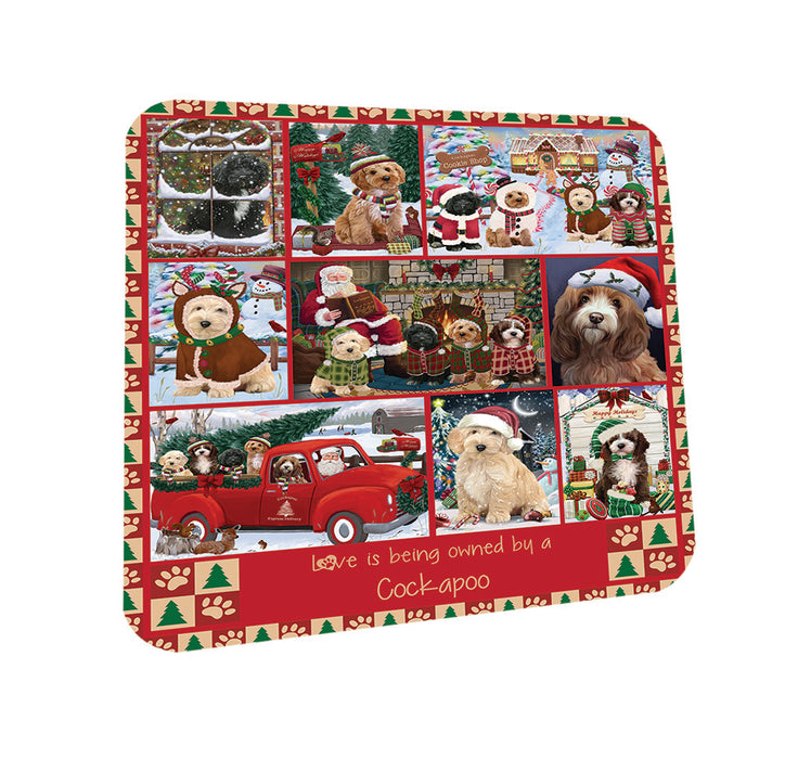 Love is Being Owned Christmas Cockapoo Dogs Coasters Set of 4 CST57176