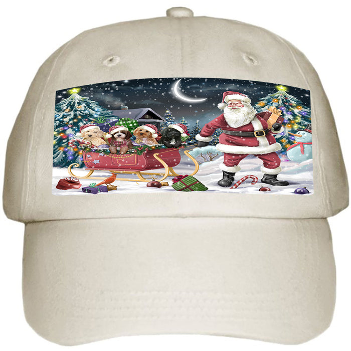 Santa Sled Dogs Christmas Happy Holidays Cockapoos Dog Ball Hat Cap HAT58884